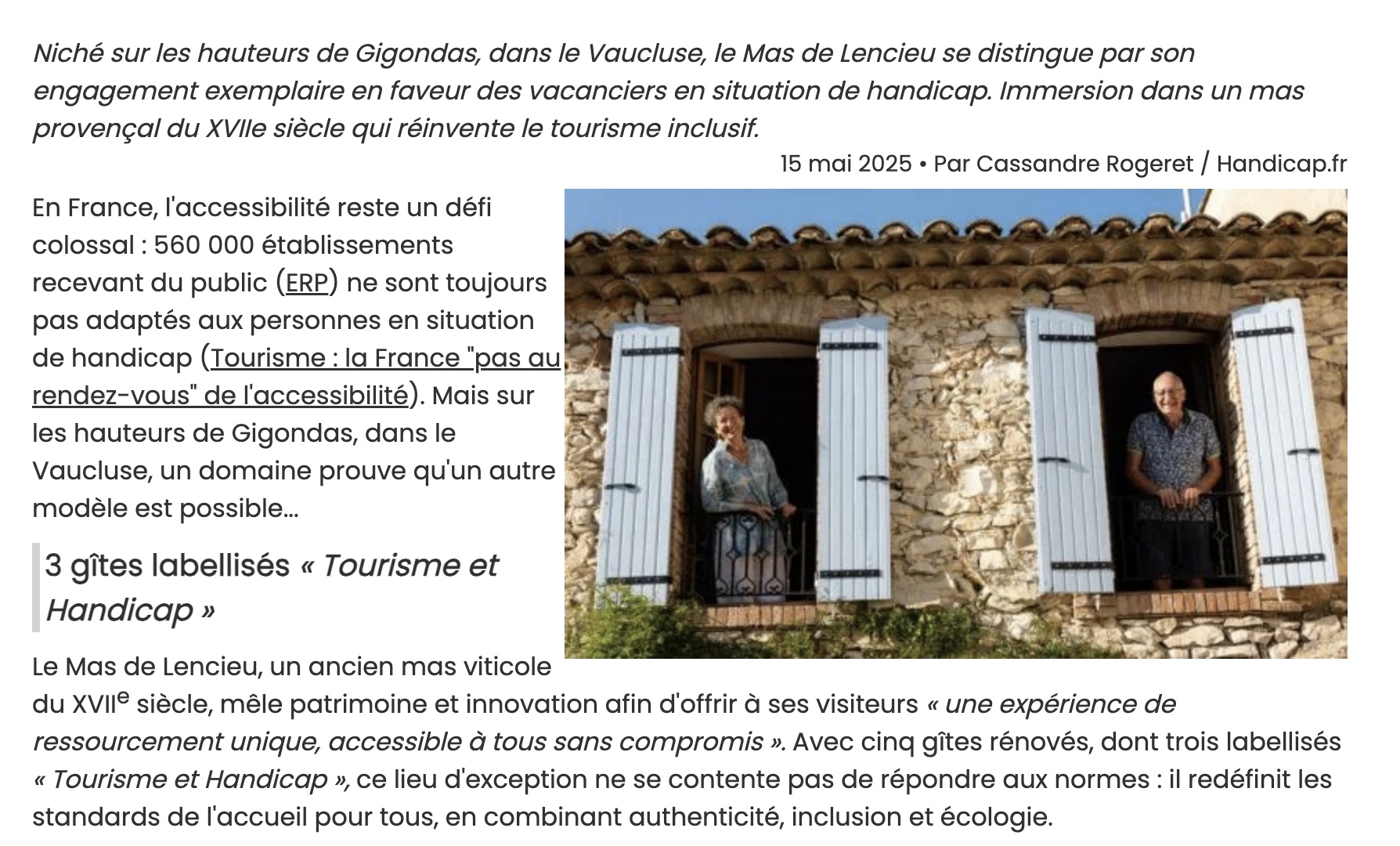 Mas de Lencieu : l'art de mêler accessibilité et patrimoine
